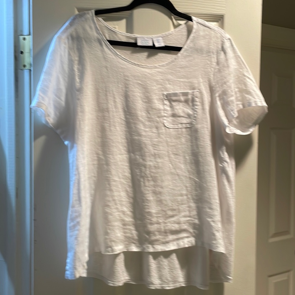 Sigrid Olsen White 100% Linen Top. Size Large - image 1
